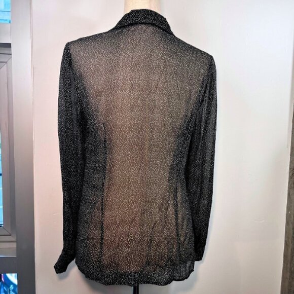 J. CREW COLLECTION Black & White Dot Sheer Silk Secretary Blouse Size 0 - Picture 6 of 10